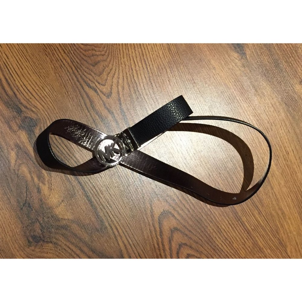 Michael Kors Reversible Black Brown MK Logo Belt